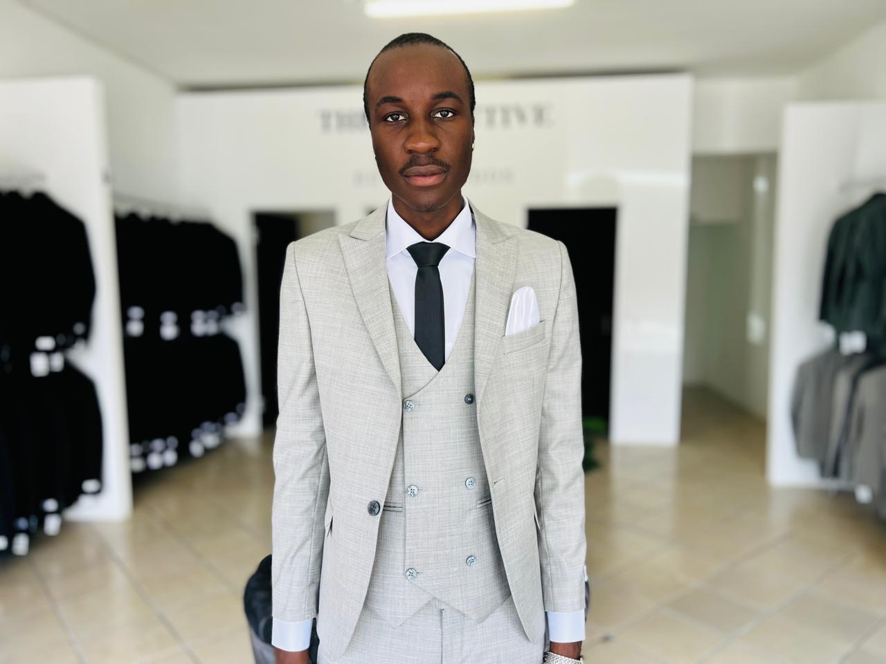 White Textured Suit